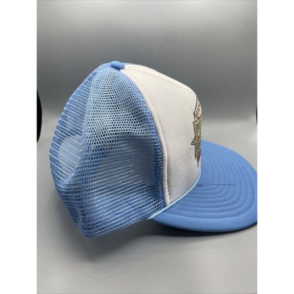 Vintage Hawaii HANG LOOSE Mesh Trucker Snapback Hat Cap Surfing Baby Blue - Picture 2 of 8
